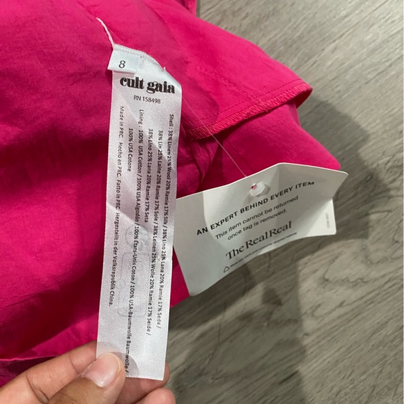 Cult Gaia Asal Off-the-Shoulder Puff Sleeve Dress Calliandra Size 8 Pink‎ - Picture 8 of 8